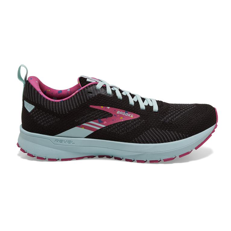 Brooks REVEL 5 Performance Road Running Shoes Womens Canada - Black/Turquoise/IndianRed/Beetroot/Plu